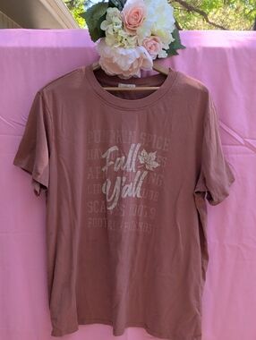 Maurices Mauve Pink 'Fall Y'all' Short Sleeve Tee